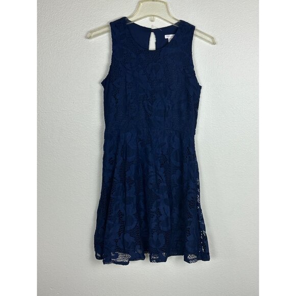 Xhilaration Size XS Girls Chest 15" Short Sleeve Dess Lacey Design Open Back - Picture 8 of 10